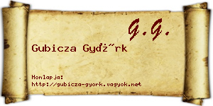 Gubicza Györk névjegykártya